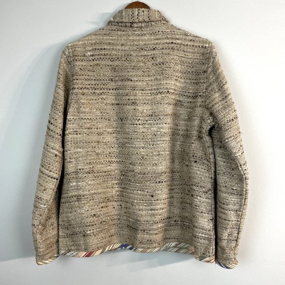 The Territory Ahead Jacket Women Medium Neutral Tan 100% Silk Textured Button Up - Picture 4 of 8